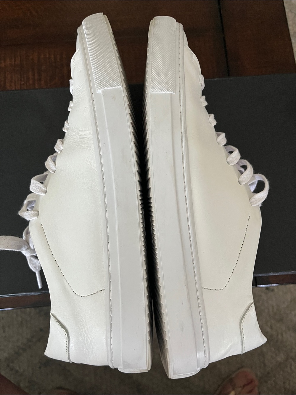 Beckett Simonon White Leather Low-Top Sneakers with Tonal Laces - Picture 10 of 16